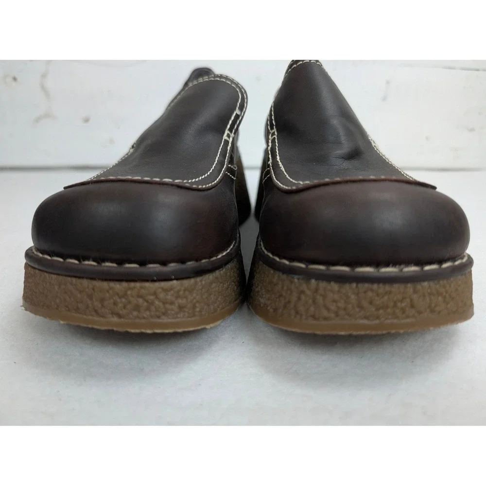 Maurices Womens 6.5 Brown Faux Leather Chunky Platform Loafers Y2K Wedge